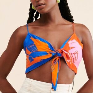 Farm Rio Mixed Rainbow Toucans Crop Top